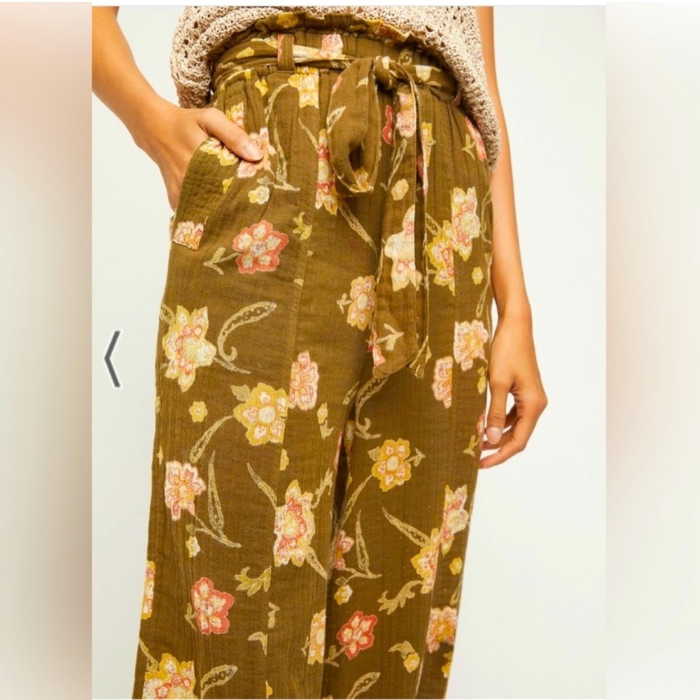 NWT Free People Women’s in The Midnight Hour Woven Pants Dark Combo floral small - Picture 3 of 9